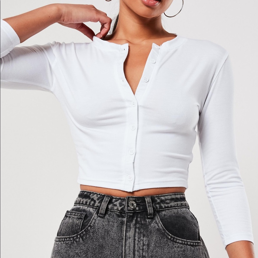Long Sleeve Button Up Crop